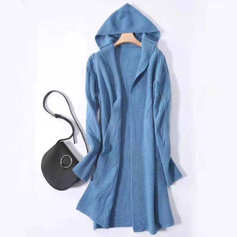 Hooded Knit Long Cardigan Chicchar Fashion