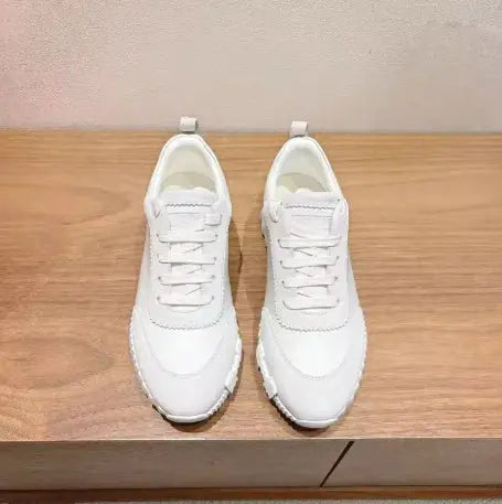 2025 New casual sneakers, European-style genuine leather,fashion, individuality, women's leisure, fashionable flat sports shoes - Chicchar Fashion