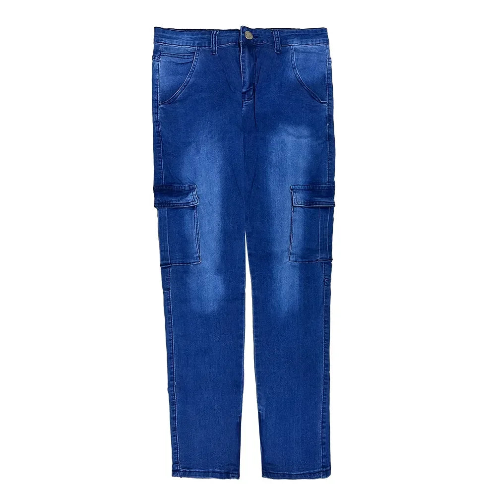 Wide Leg Denim Cargo Jeans