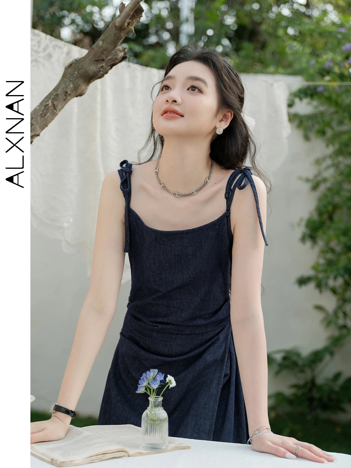ALXNAN Cotton Denim Dress