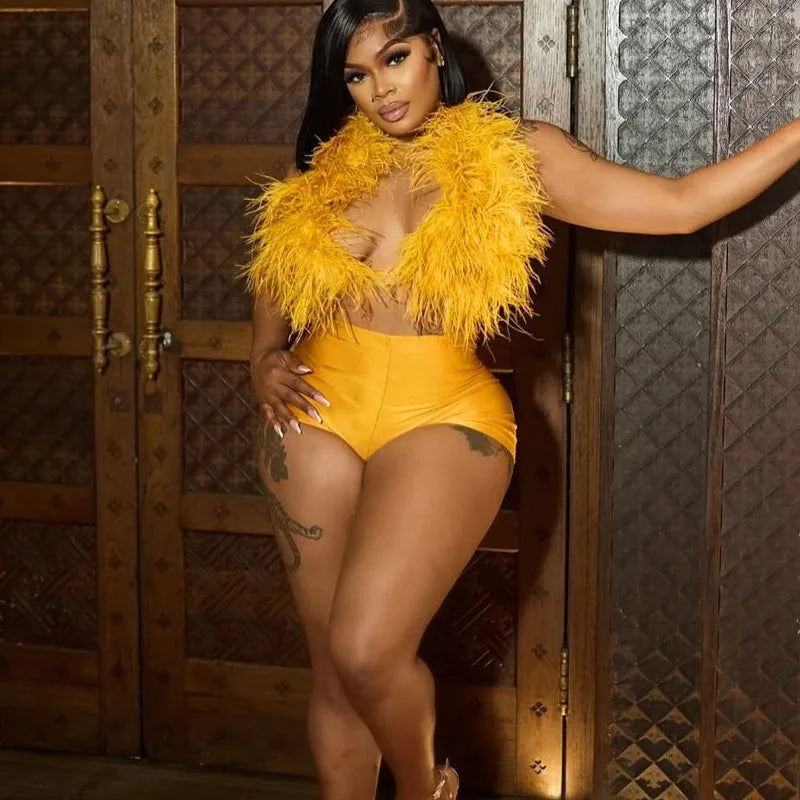 Fur Patchwork Tank & Shorts