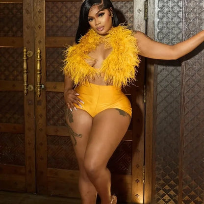 Fur Patchwork Tank & Shorts