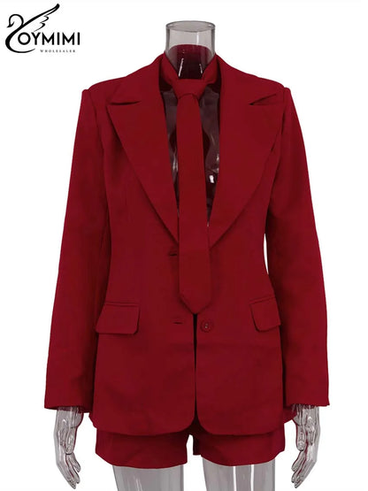 Red Blazer & Shorts Set