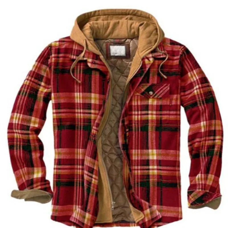 Plaid Hooded Jacket Warm