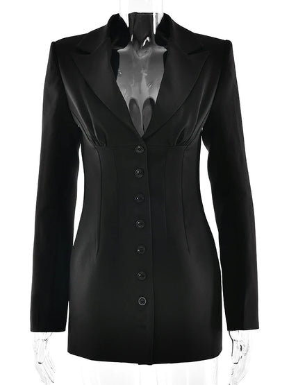 V-Neck Blazer Dress Black