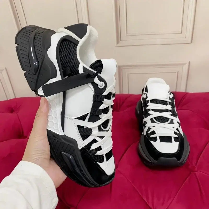 Fashion Sneakers Men Women Neutral Comfort Breathable Round Toe Flats Patchwork Thick Sole Outdoor Sports Casual Walking Shoes - Chicchar Fashion