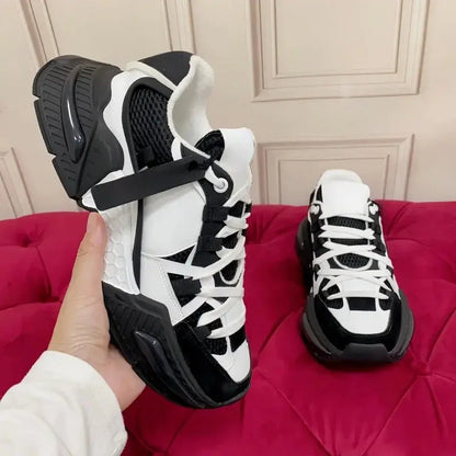 Fashion Sneakers Men Women Neutral Comfort Breathable Round Toe Flats Patchwork Thick Sole Outdoor Sports Casual Walking Shoes - Chicchar Fashion