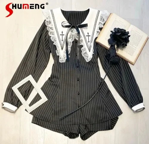 Embroidered Black Lolita Set