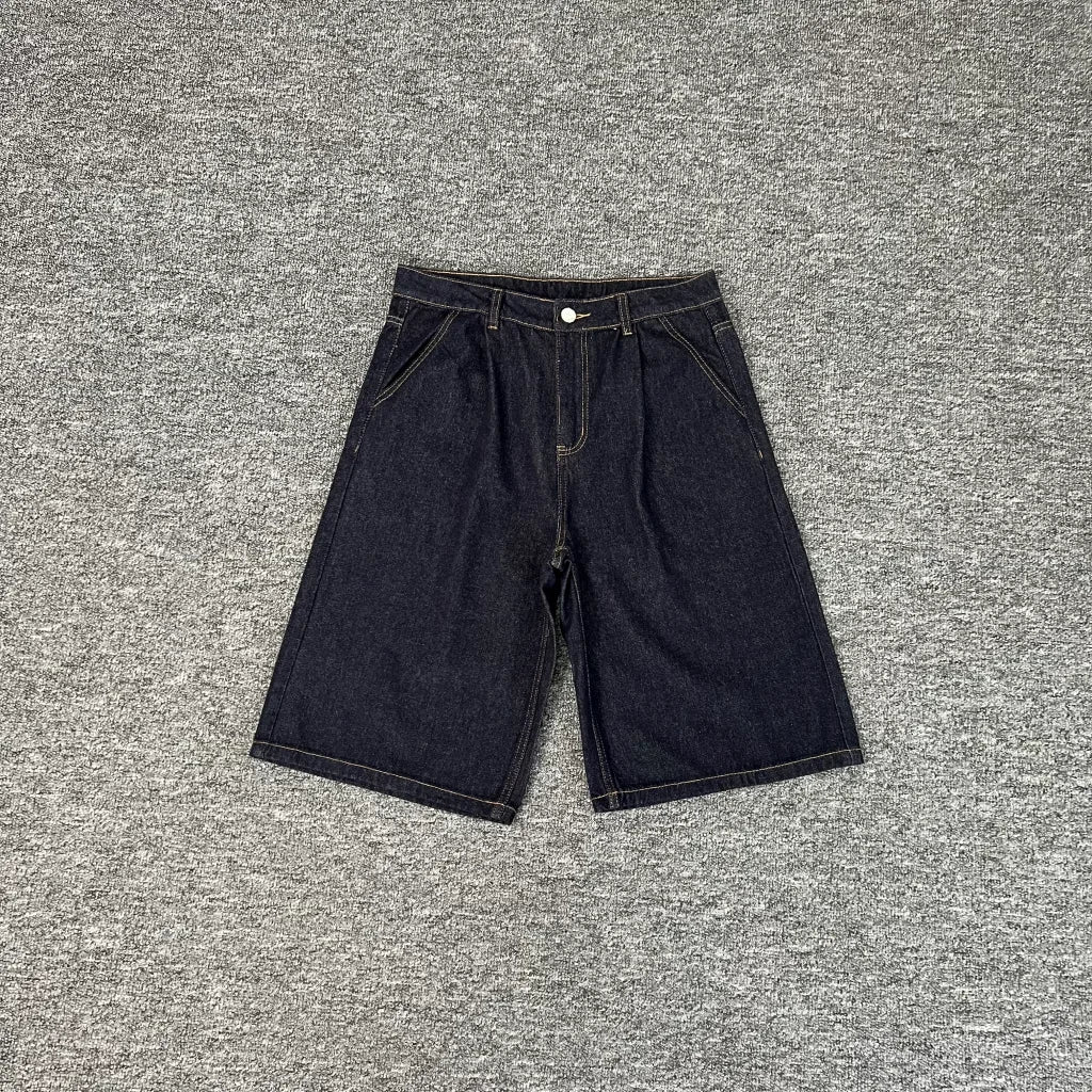 Embroidered Denim Baggy Shorts