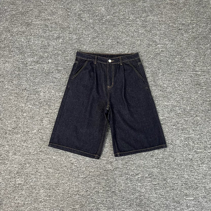 Embroidered Denim Baggy Shorts