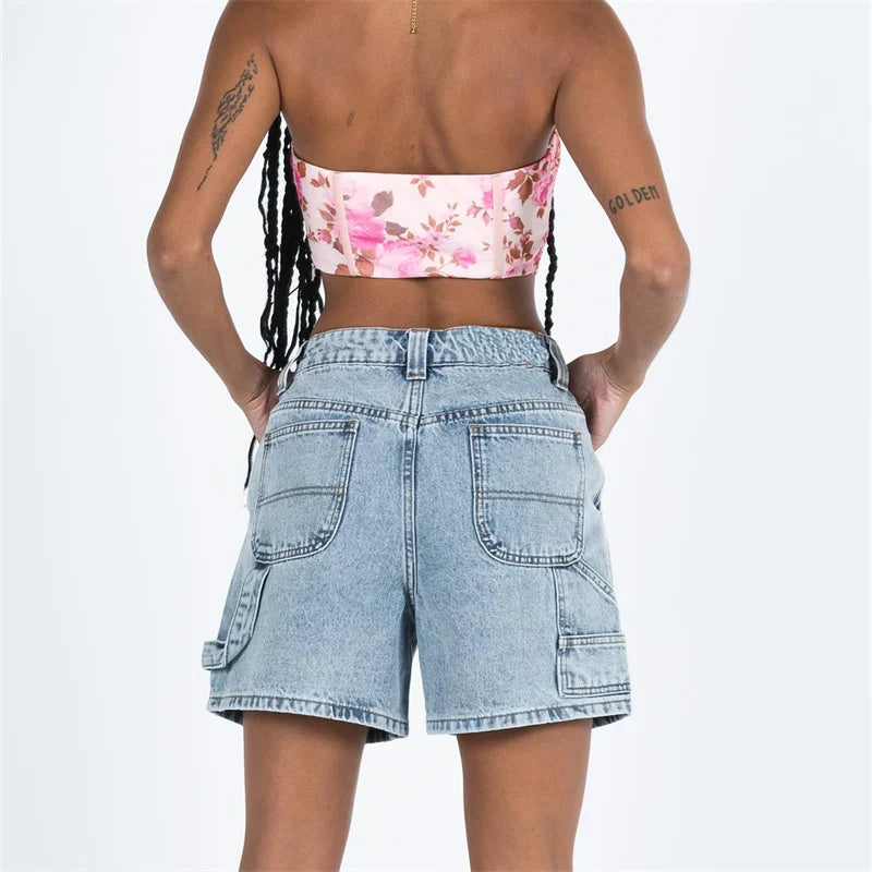 Women's High-Waist Denim Carpenter