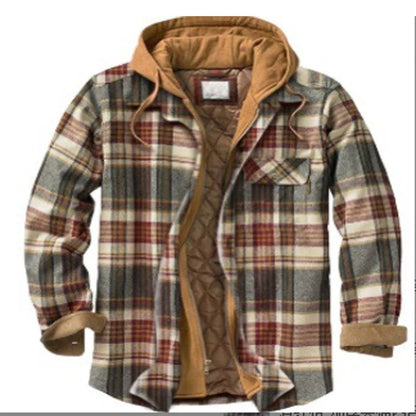 Plaid Hooded Jacket Warm