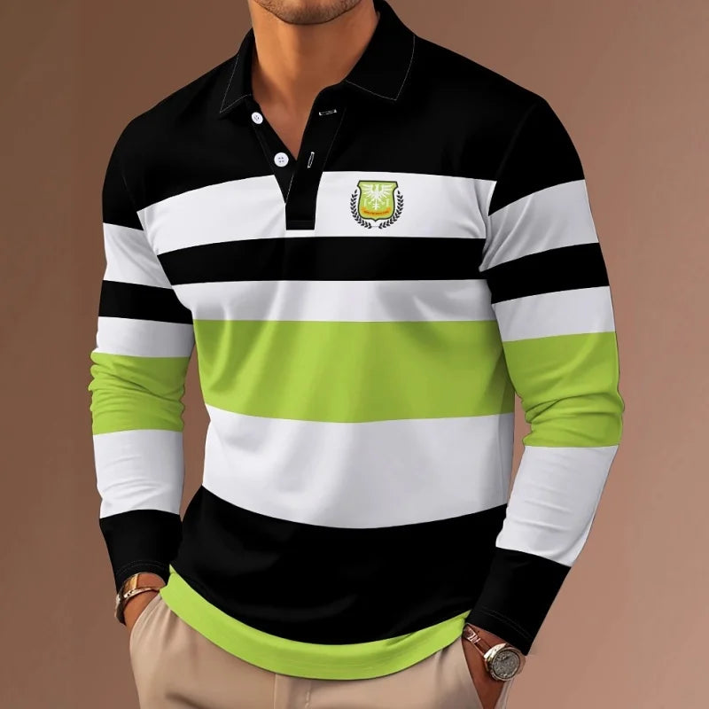 Polyester Stripe Polo Shirt