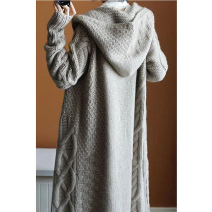 Hooded Knit Long Cardigan Chicchar Fashion