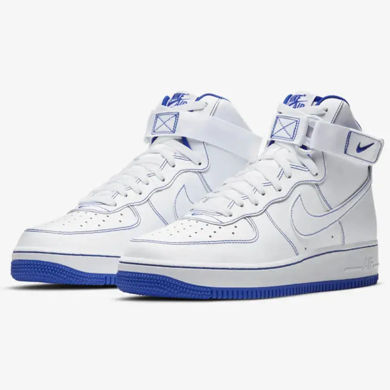 Nike genuine Air Force 1 AF1 white and blue high top men's air force board shoes CV1753-101 - Chicchar Fashion