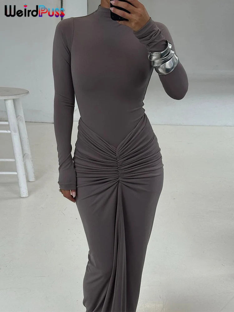 Ruched Bodycon Dress Polyester