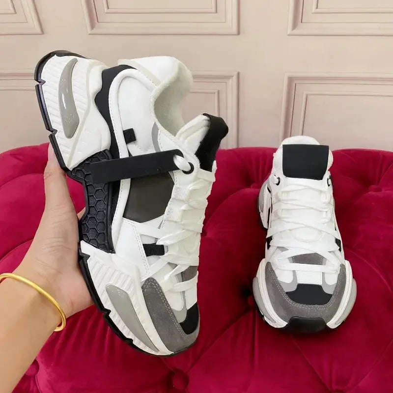 Fashion Sneakers Men Women Neutral Comfort Breathable Round Toe Flats Patchwork Thick Sole Outdoor Sports Casual Walking Shoes - Chicchar Fashion