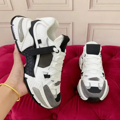 Fashion Sneakers Men Women Neutral Comfort Breathable Round Toe Flats Patchwork Thick Sole Outdoor Sports Casual Walking Shoes - Chicchar Fashion