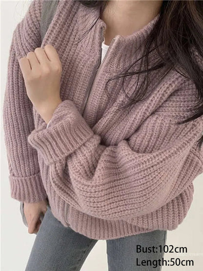 Zipper Knit Cardigan 102cm Chicchar Fashion