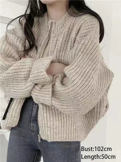Zipper Knit Cardigan 102cm Chicchar Fashion