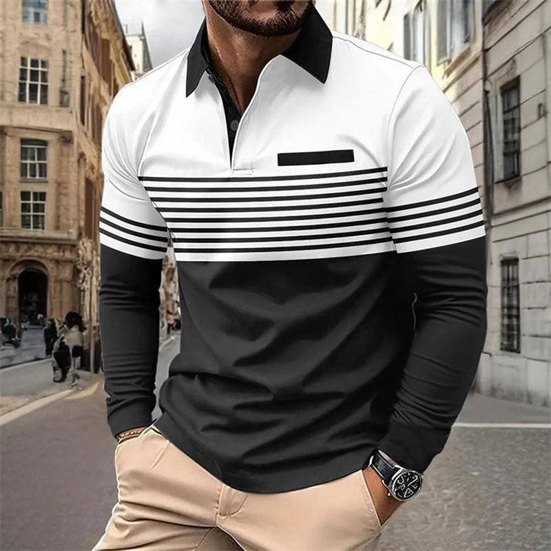 Men's Striped 3D Polo
