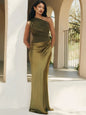 One-Shoulder Satin Maxi Dress