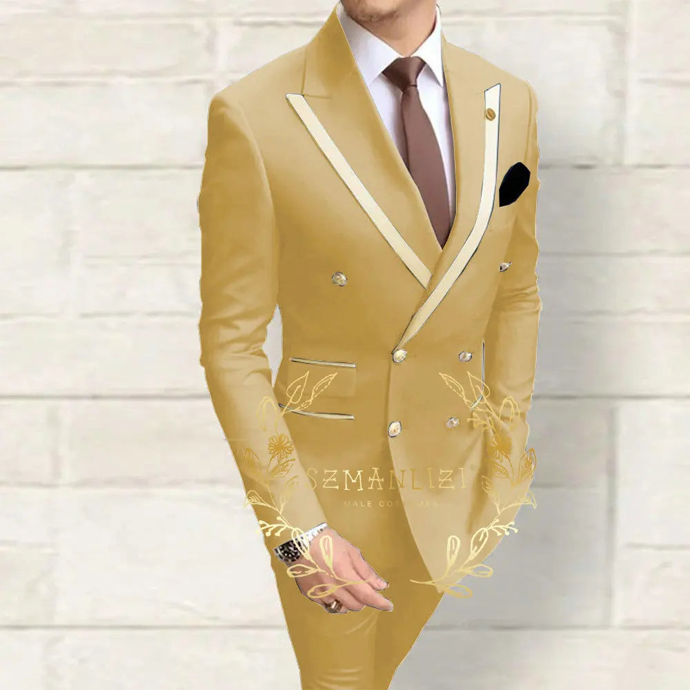 Double Breasted Navy Slim Suit