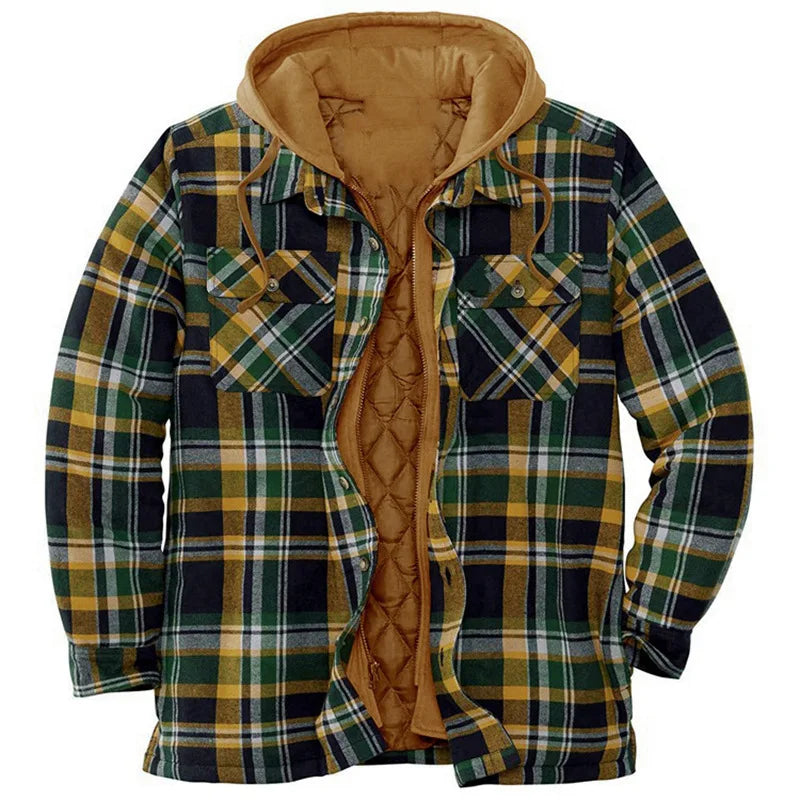 Plaid Hooded Jacket Warm