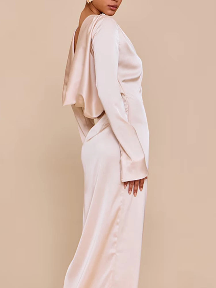 Backless Satin Fishtail Dress