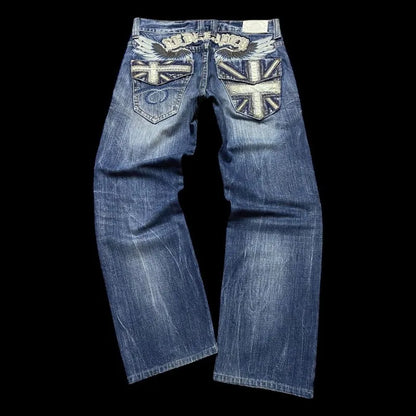 Y2K High Waist Embroidered Jeans