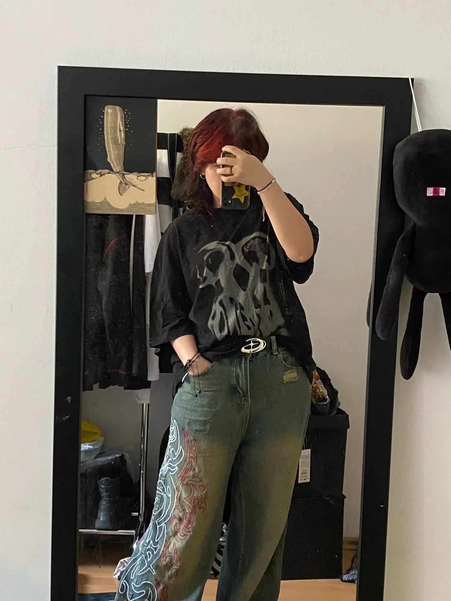 Embroidery Baggy Denim Jeans