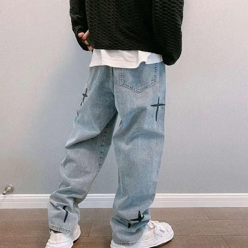 Wide Leg Denim Cargo Jeans