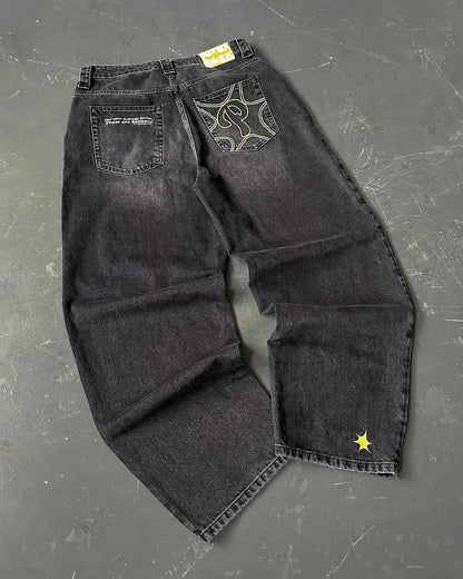 Baggy Embroidered Denim Jeans