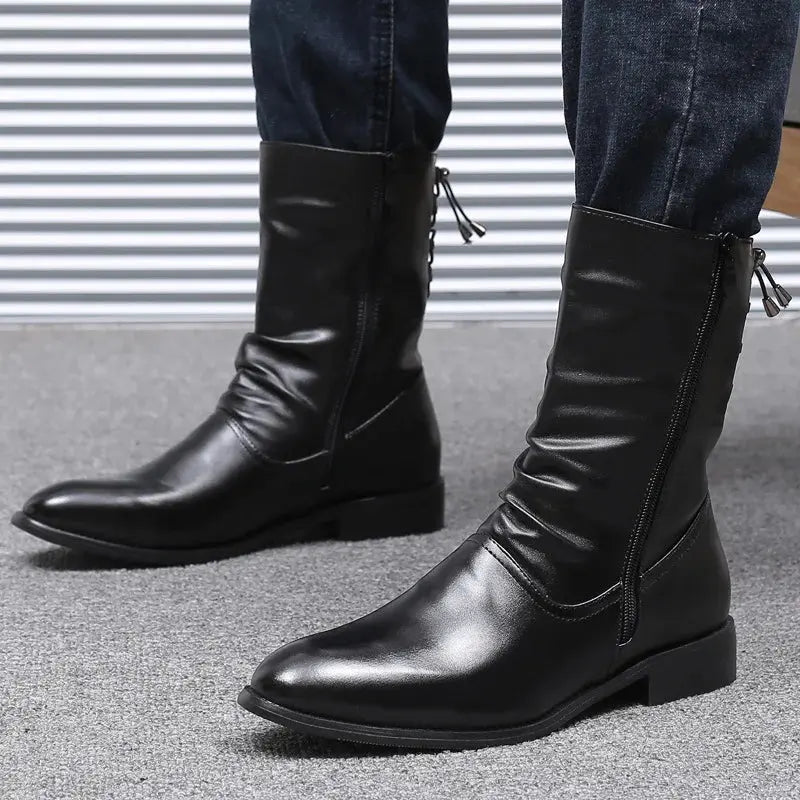 Winter Men Chelsea Boots Velvet High Top Ankle Dress Shoes Men Timberland Boot Wear Resistant Motorcycle Boots Botas De Hombre - Chicchar Fashion
