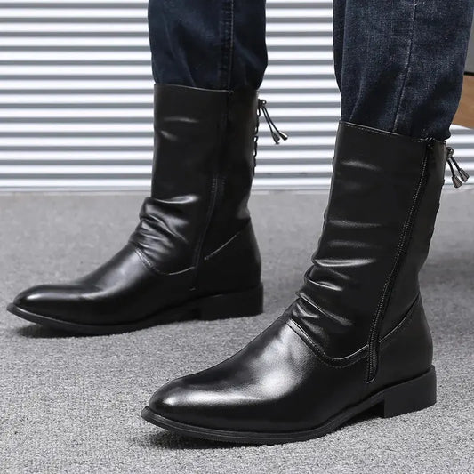 Winter Men Chelsea Boots Velvet High Top Ankle Dress Shoes Men Timberland Boot Wear Resistant Motorcycle Boots Botas De Hombre - Chicchar Fashion