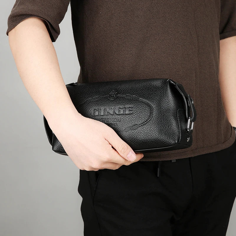 Luxury Designer Men's Business Clutch Bags High Quality Leather Long Wallet 2025 Winter New Fashion Handbags Party Clutches Male - Chicchar Fashion