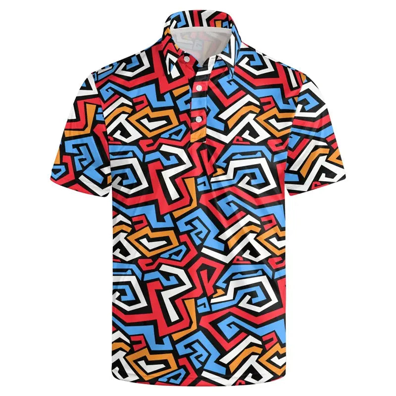 Men's 3D Print Hawaiian Polo Chicchar Fashion