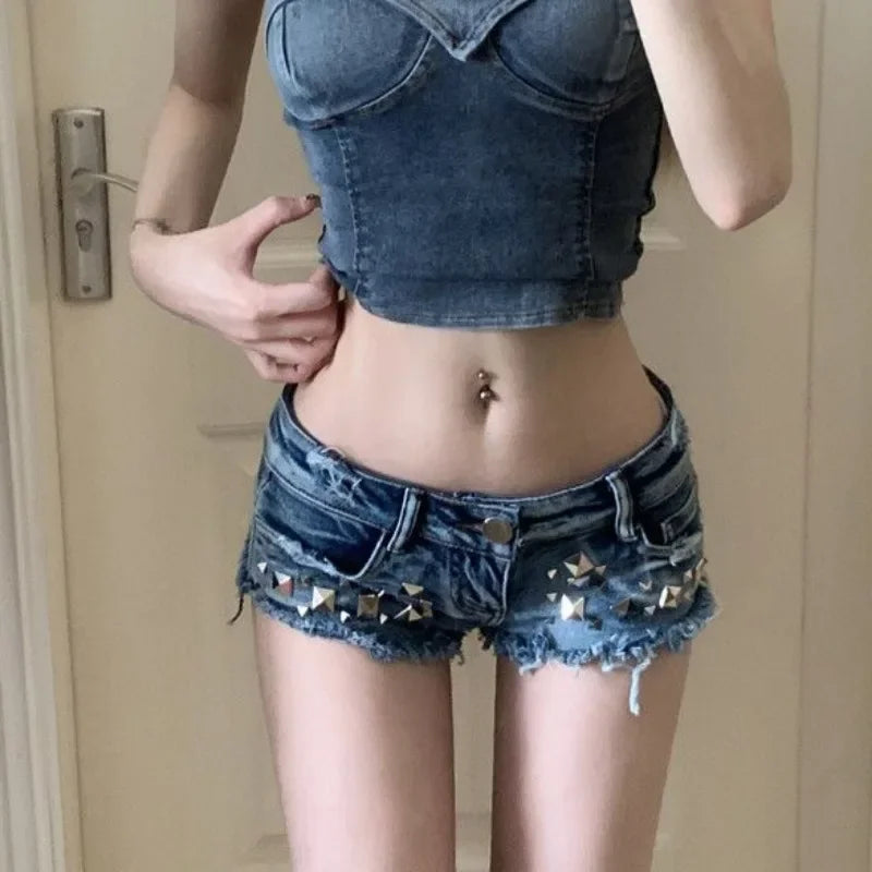 Womens Micro Mini Denim Shorts