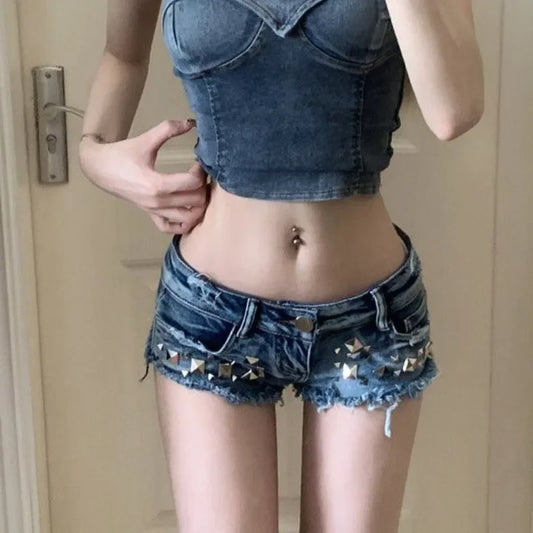 Womens Micro Mini Denim Shorts