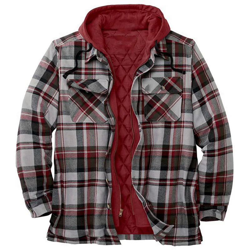 Plaid Hooded Jacket Warm