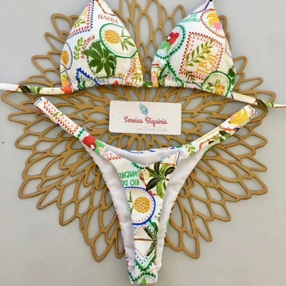 Halter Lace-Up Thong Bikini