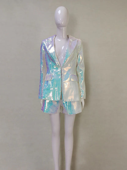 Sequined Blazer & Shorts Set
