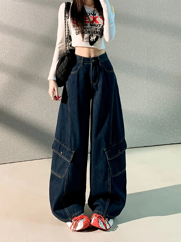 High Waist Blue Cotton Jeans