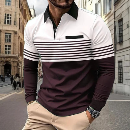 Men's Striped 3D Polo