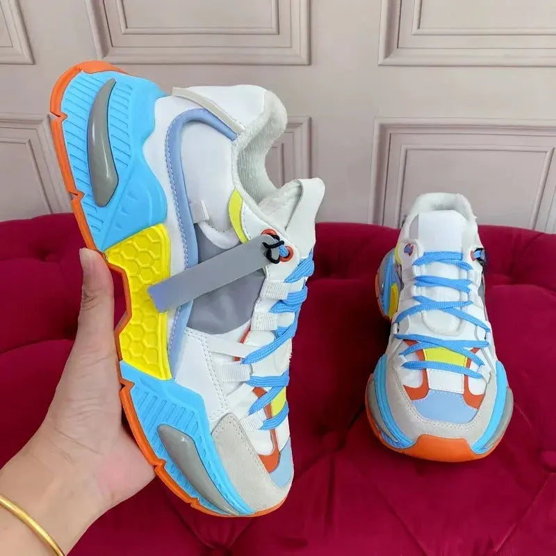 Fashion Sneakers Men Women Neutral Comfort Breathable Round Toe Flats Patchwork Thick Sole Outdoor Sports Casual Walking Shoes - Chicchar Fashion