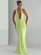 Deep V Draped Ruched Maxi