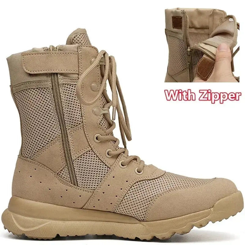 Summer Combat Training Boots Work Shoes Lightweight Mesh Breathable Military Tactical Boots 34-49 Plus Size Outdoor Hiking Boots - Chicchar Fashion