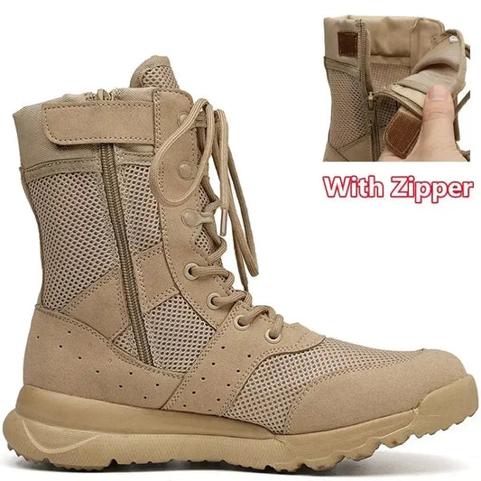 Summer Combat Training Boots Work Shoes Lightweight Mesh Breathable Military Tactical Boots 34-49 Plus Size Outdoor Hiking Boots - Chicchar Fashion