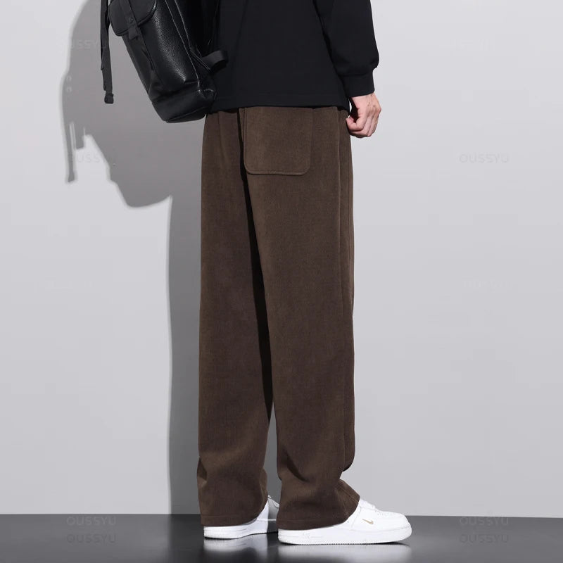 Korean Fleece Corduroy Warm Baggy Cargo Jogger Pants