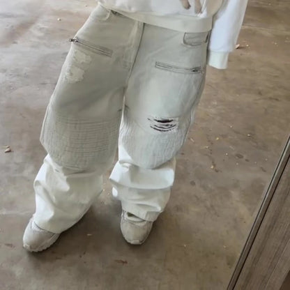 Y2K Biker Denim Zipped Jeans